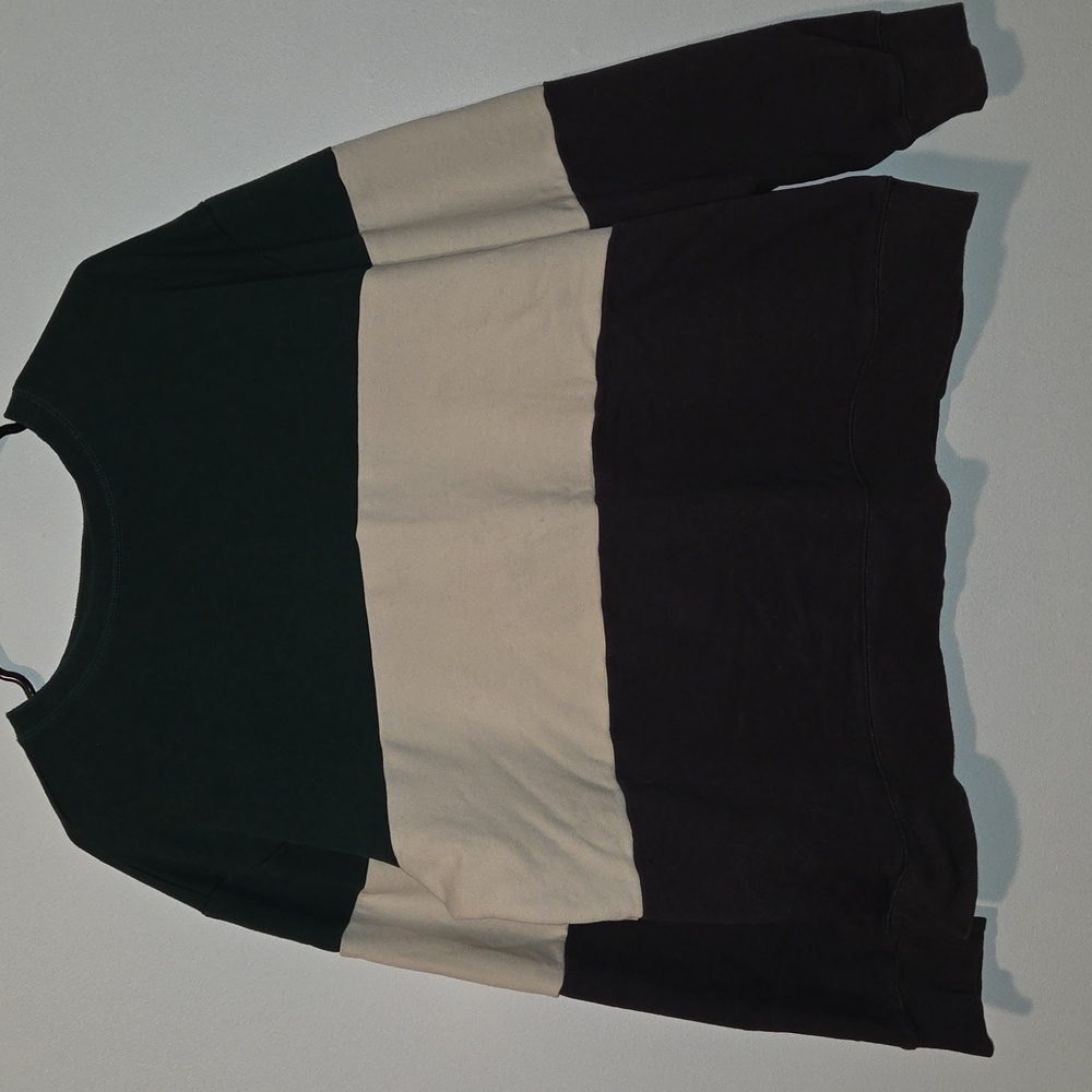 Original Use Green, Cream, And Black Color Block Sweatshirt